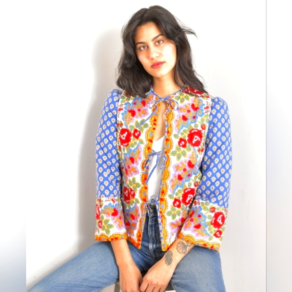 1980S FRENCH PROVENÇAL QUILTED JACKET - Picture 3 of 13